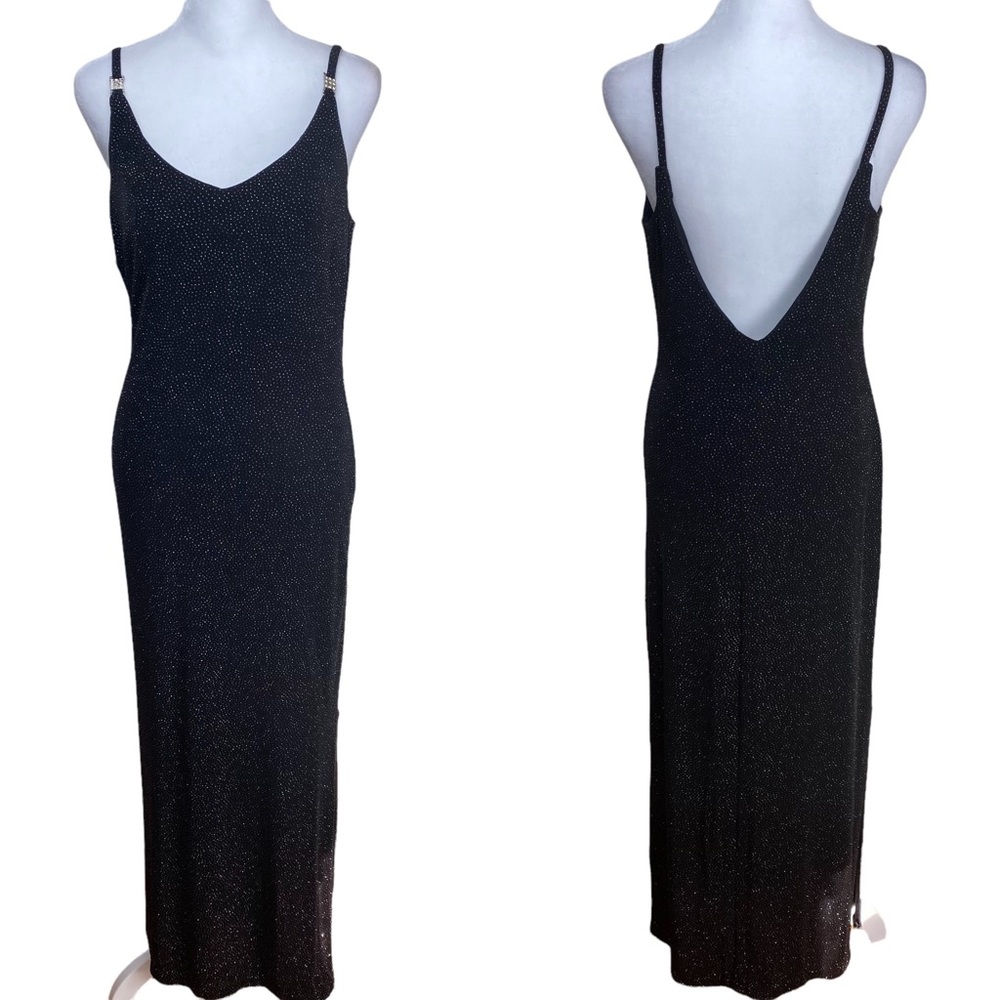 Betsy & Adam by Jaslene Sparkle Black Body Con Maxi Dress Size 7/8